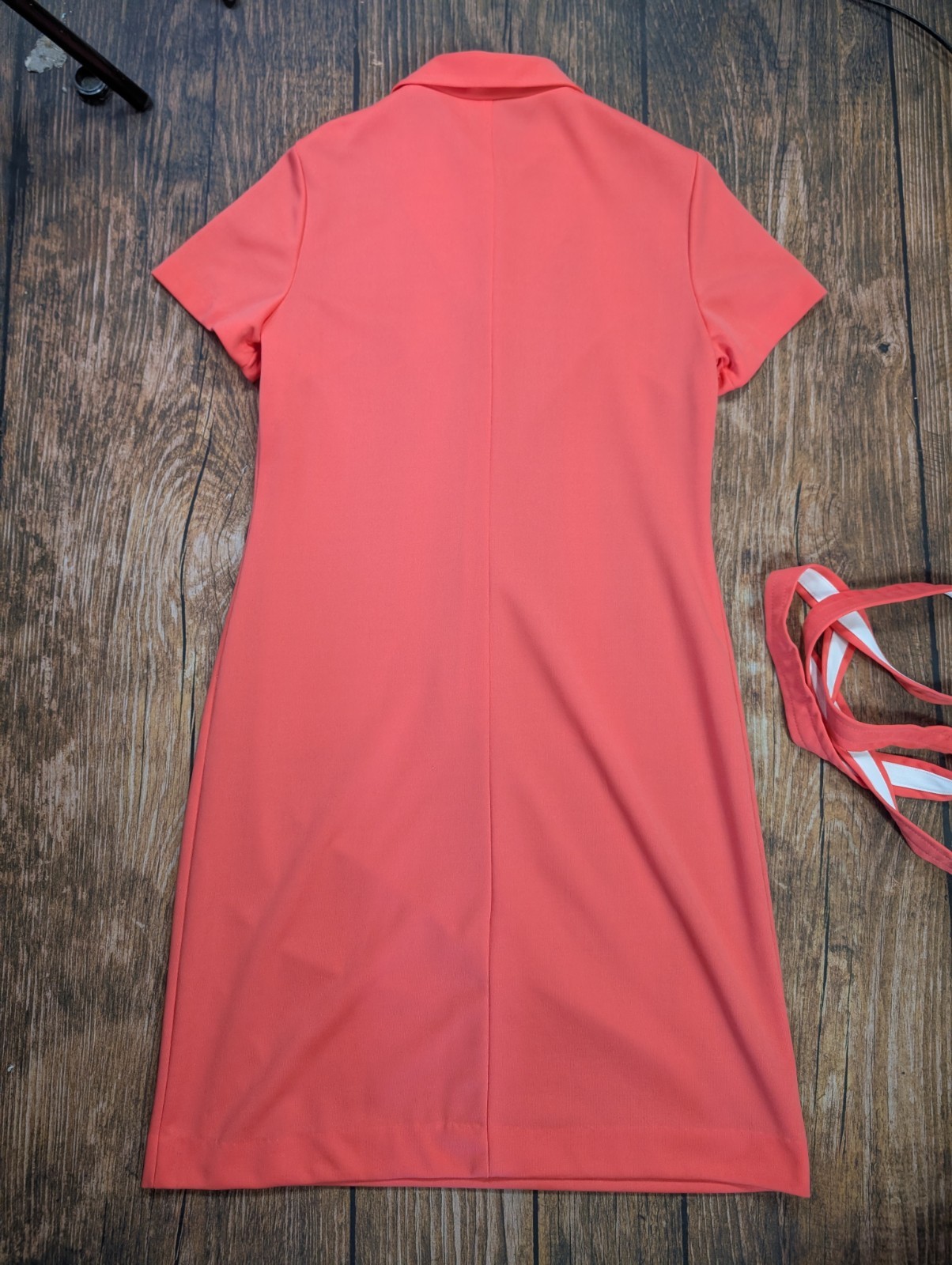 Vintage 1960s MPC Fashions Waitress Dress Orange White Striped Belted Women’s