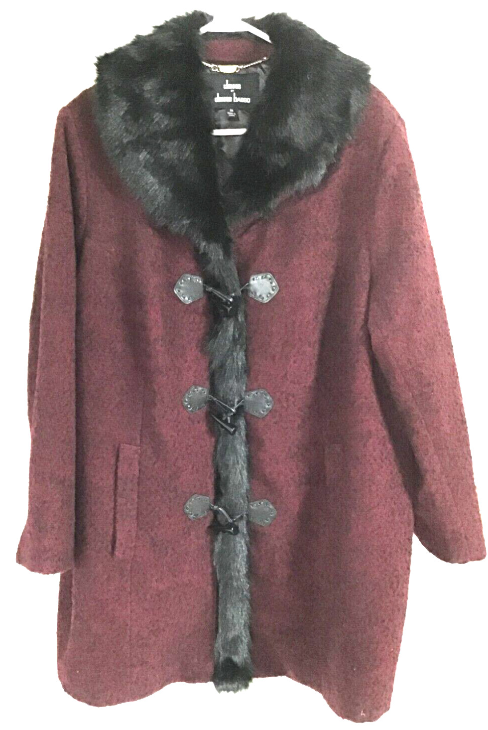 Dennis by Dennis Basso Vintage Womens 2X Faux Fur Collar Midi Length Coat