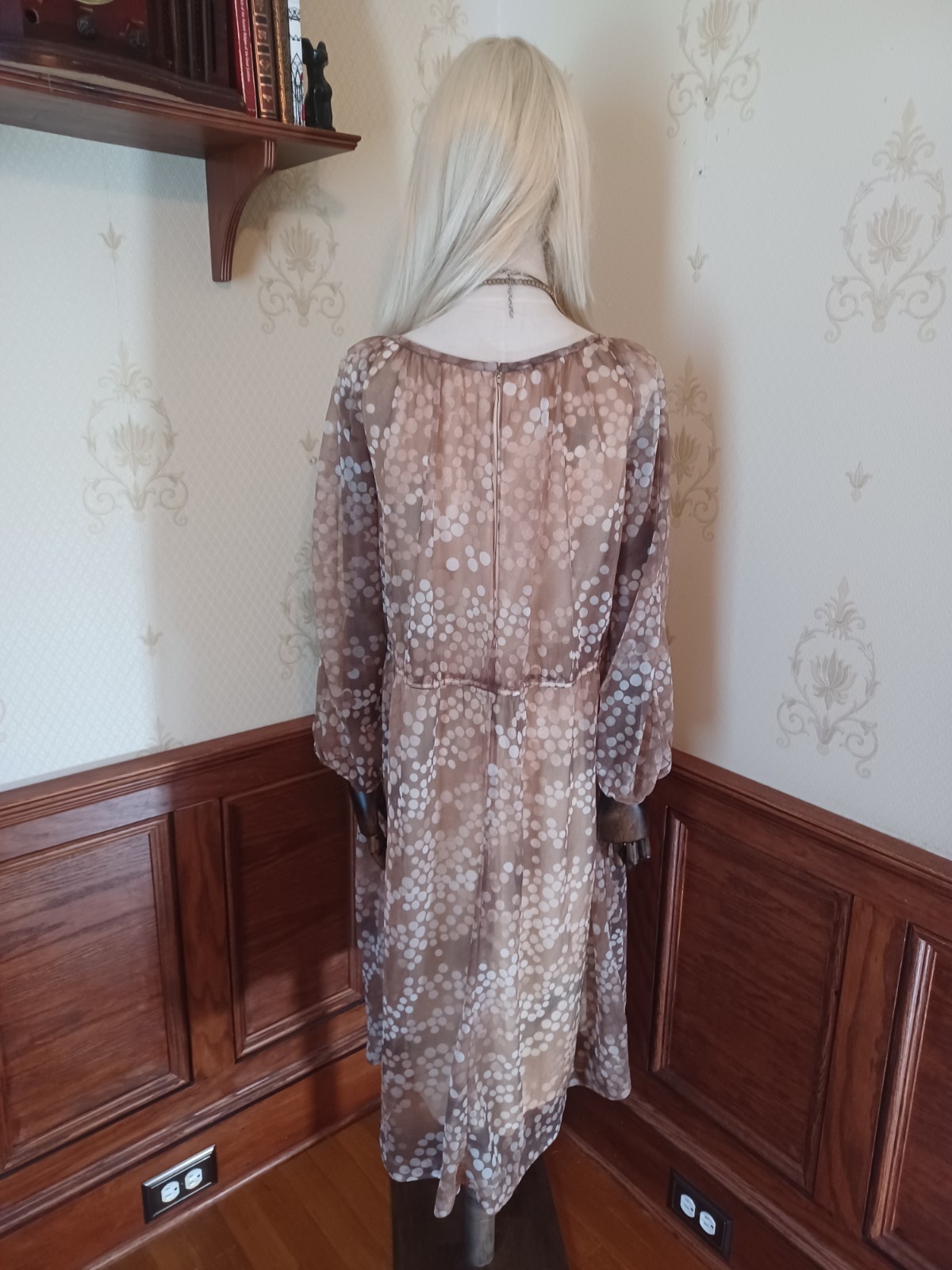 Vintage 1970s Solo San Francisco Brown and White Boho/Ethereal Midi Dress