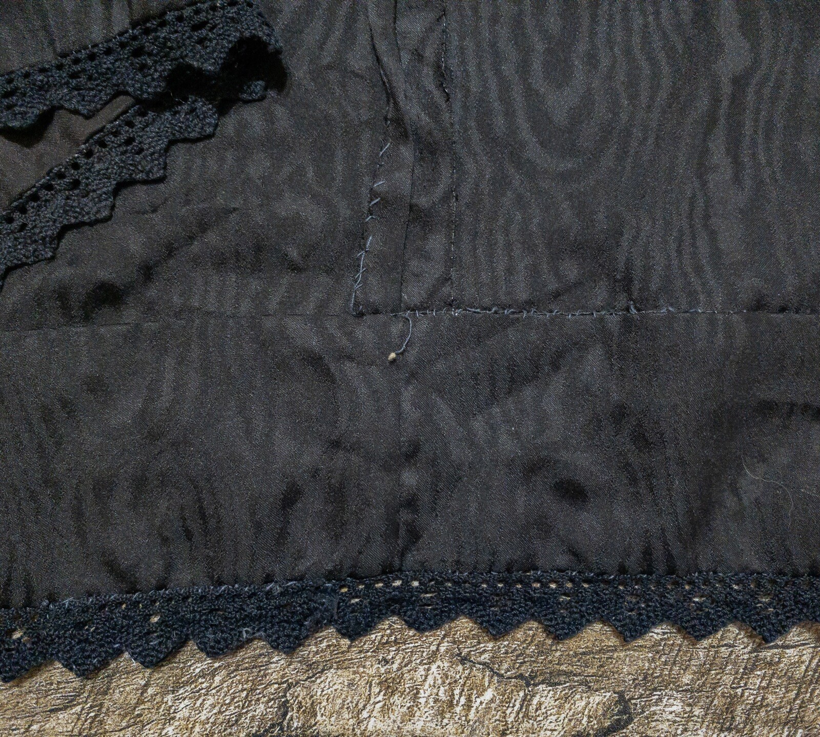 Vintage Pleated Black Skirt Womens 1930s 1940s 1950s Antique Era Zipper Button