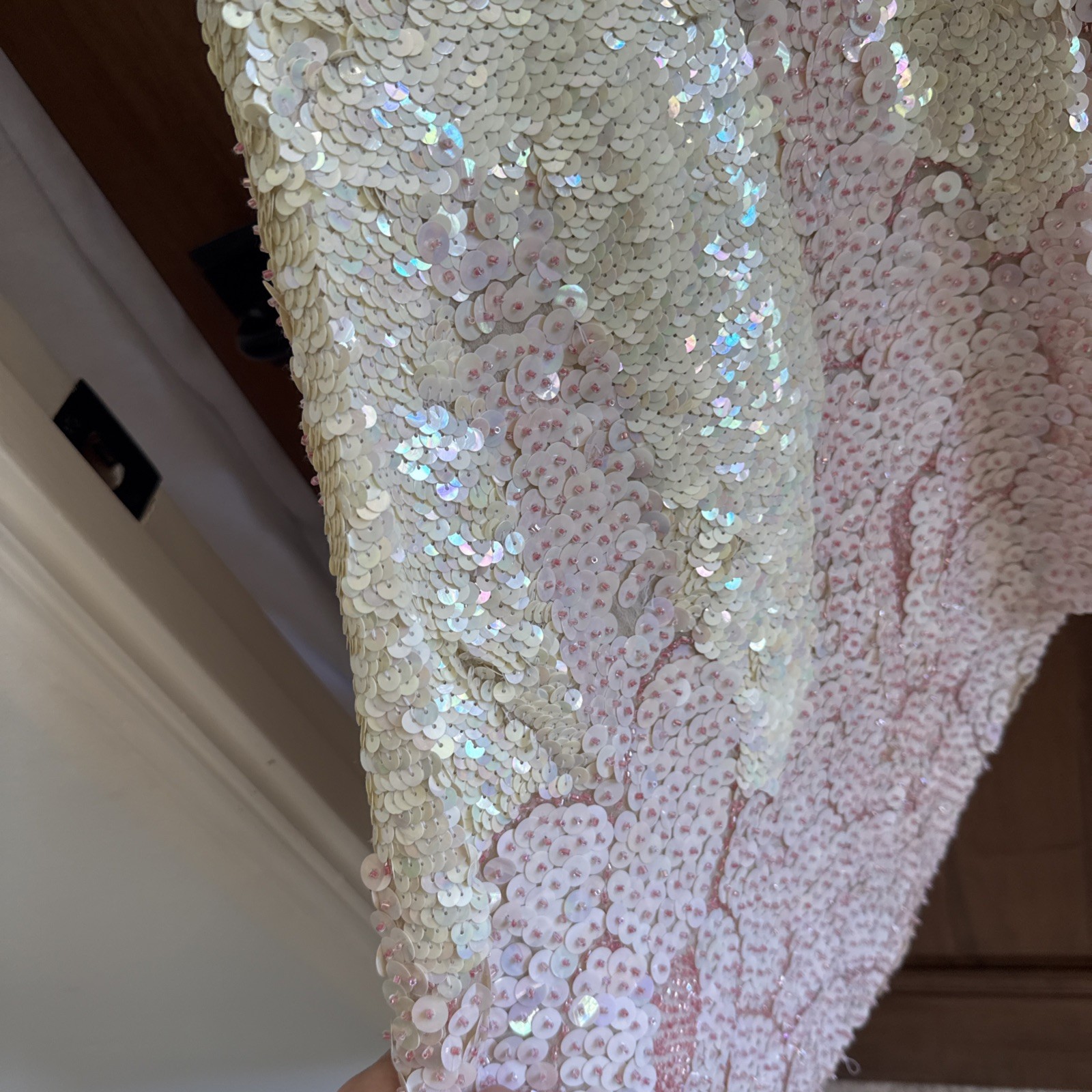 Vintage 80s Jenny Lewis London 100% Silk Sequin Dress Art Deco Handkerchief Hem