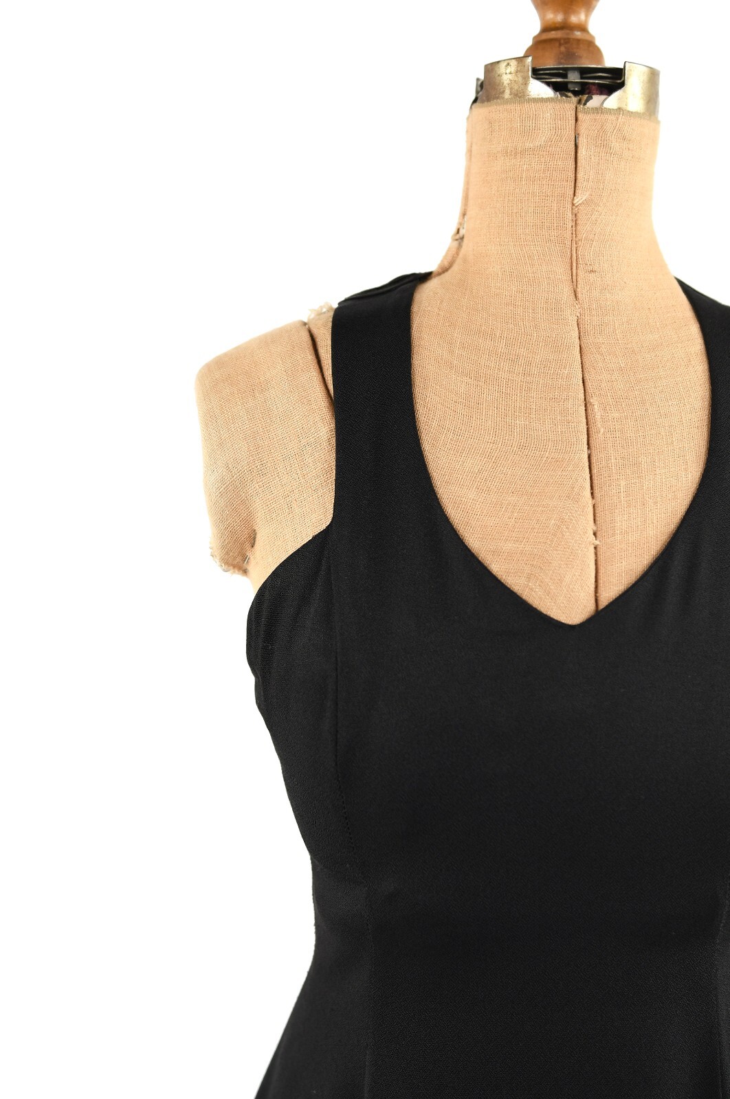 Vintage 90s Jessica McClintock Gunne Sax Black Crepe Sheer Back Cocktail Dress S