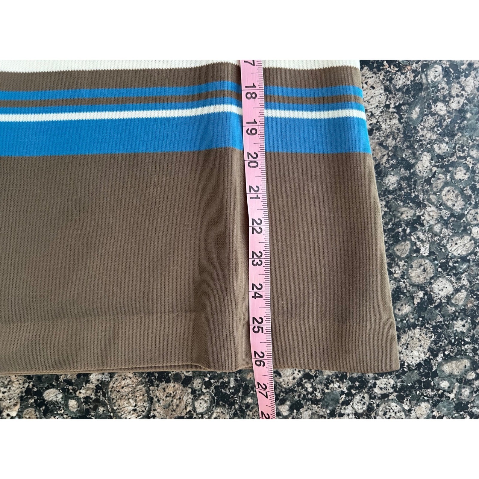 Vintage Bodin Knits 70s Striped Double Knit Top Cream Brown Blue Mod NWT 8406 14