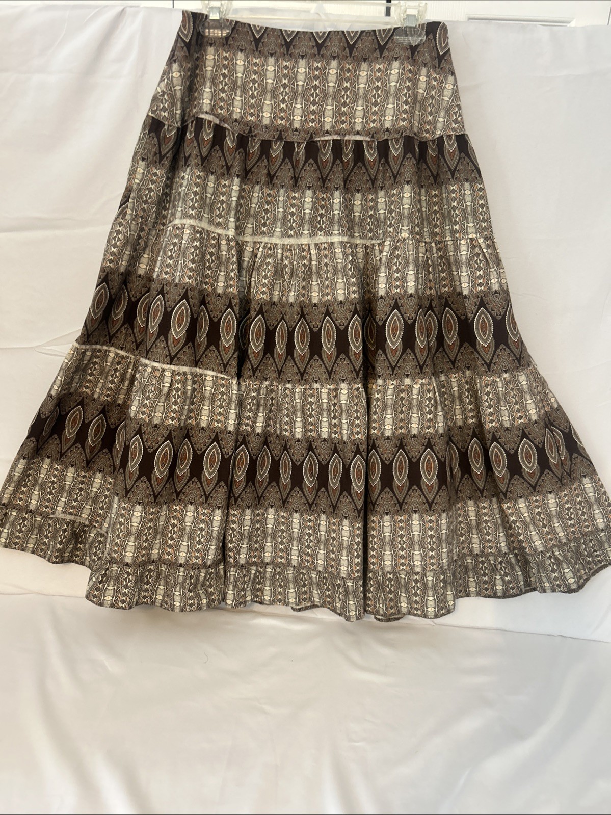 Vintage Esmeralda Fashions Southwestern Print Tiered Midi Skirt Size-M.