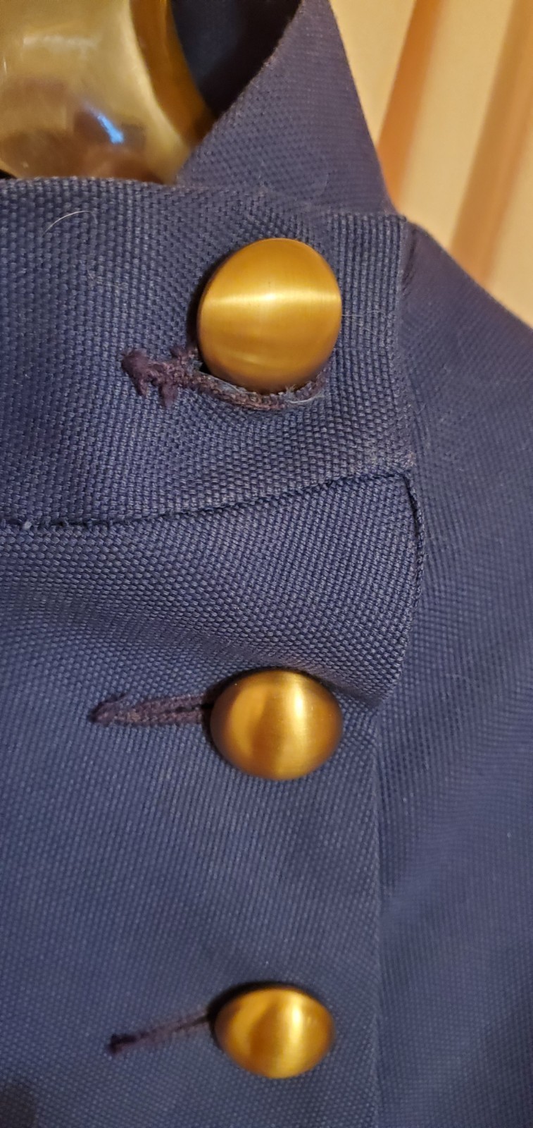 Vintage 60s Jerold Rain Coat Cape Mini Navy Military Gold Buttons Mod Go-Go