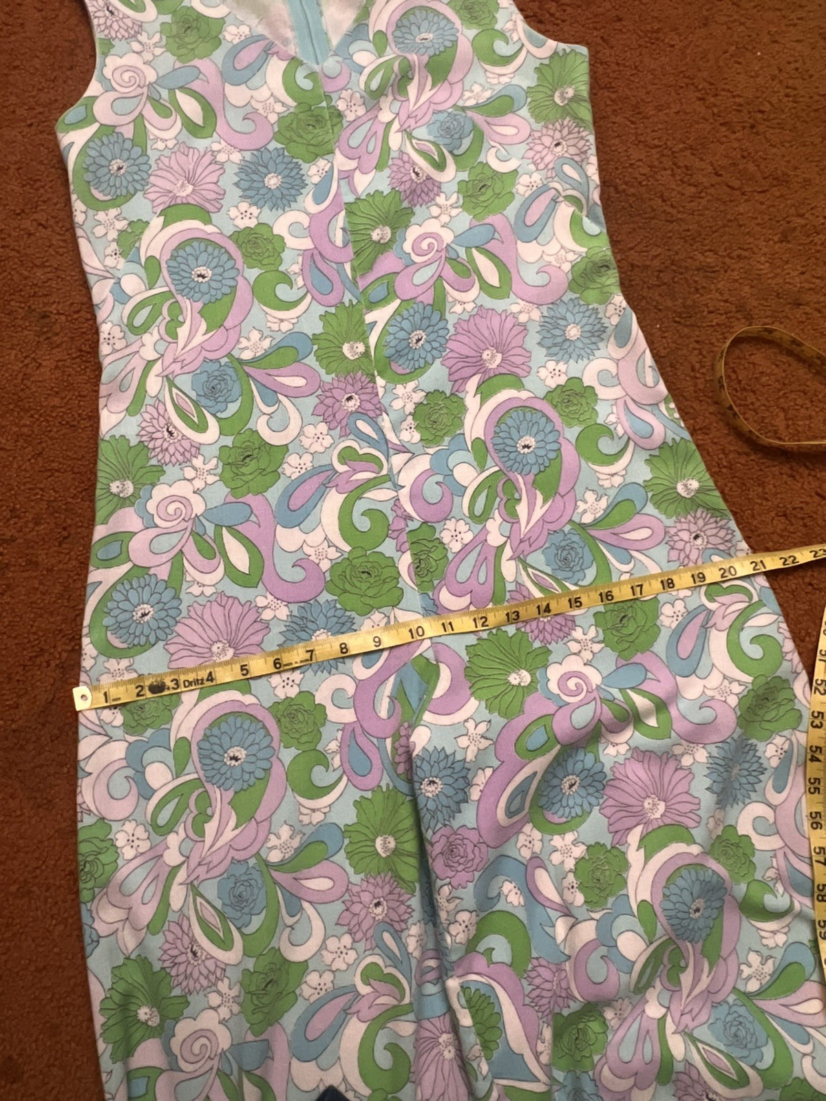 Vintage 1960s/70s Pastel Floral Linen Blend Jumpsuit Size M