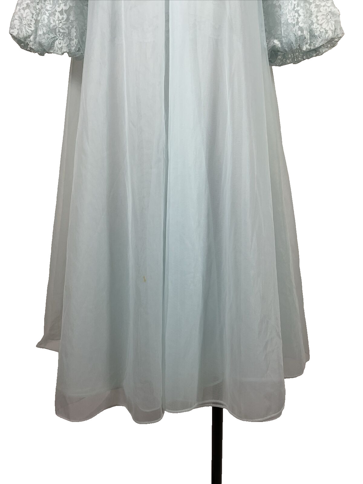 VTG PERMA PLEAT CHIFFON LACE 200″ SWEEP Peignoir ROBE Gown Cape 3pc Set RARE!!!