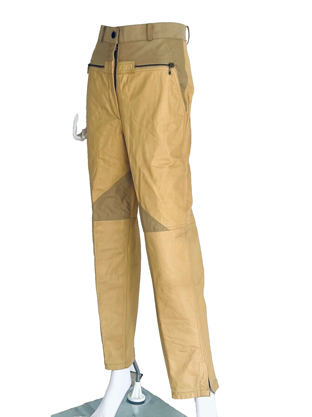 Vintage C1980s 100% Genuine Leather, Yellow Gold Pants Slacks, NEVER WORN, 8