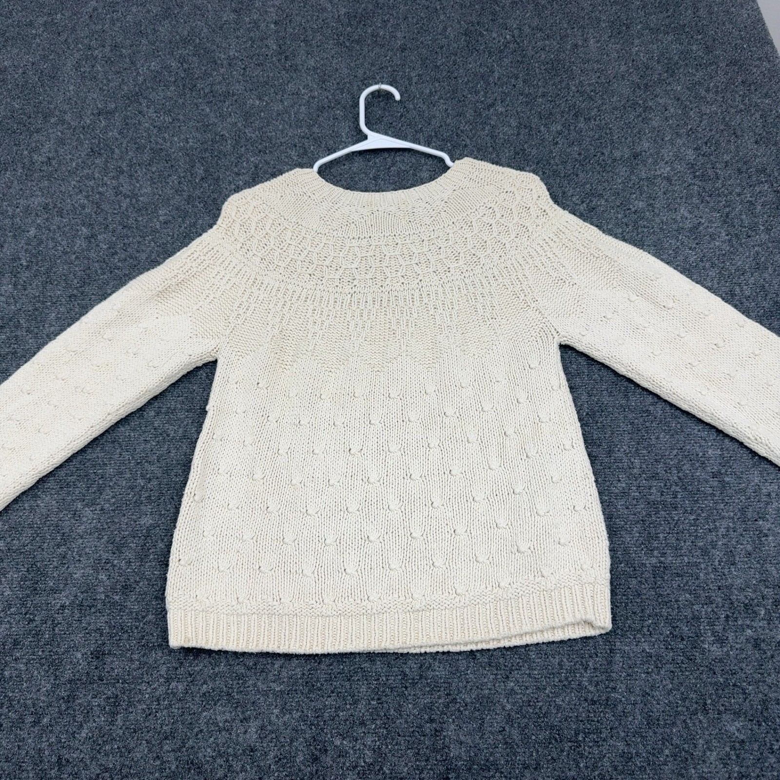 Vintage Woolrich Sweater Women M Cream Silk Cotton Knit Chunky Cottagecore Style