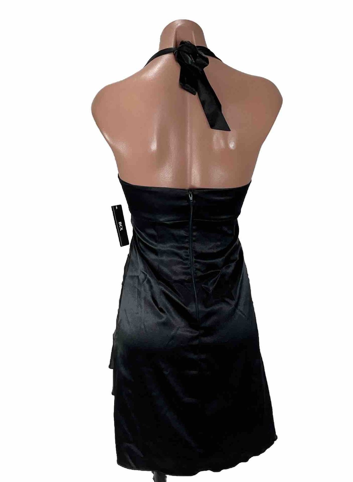Vintage 90s Satin Grunge Halter Mini Dress Ruched Ruffle 3 formal goingout goth