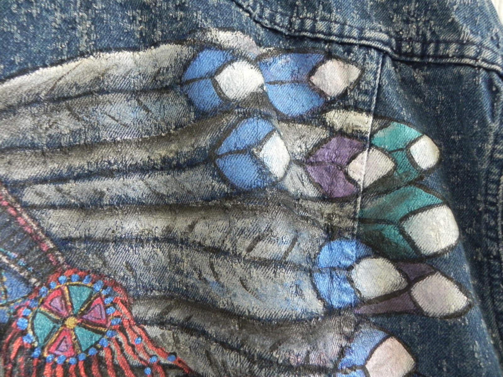 Levis One of a Kind Trucker Distressed Denim Native Chief Hand Painted Size L