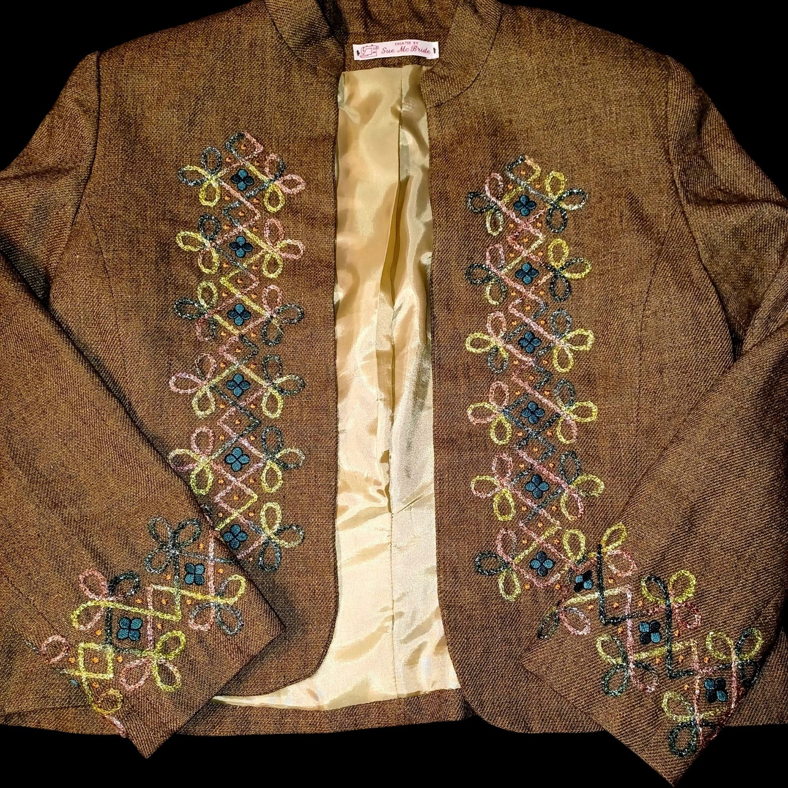 Boho Jacket Skirt VTG Bolero Cropped Matador Wearable Art Womens Size M