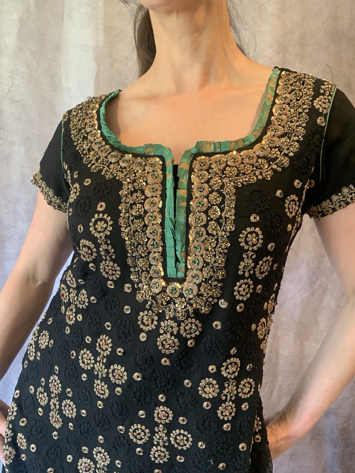 Vintage Indian Hand Beaded Tunic/ top Classic Boho Hippie Evening Event Wear