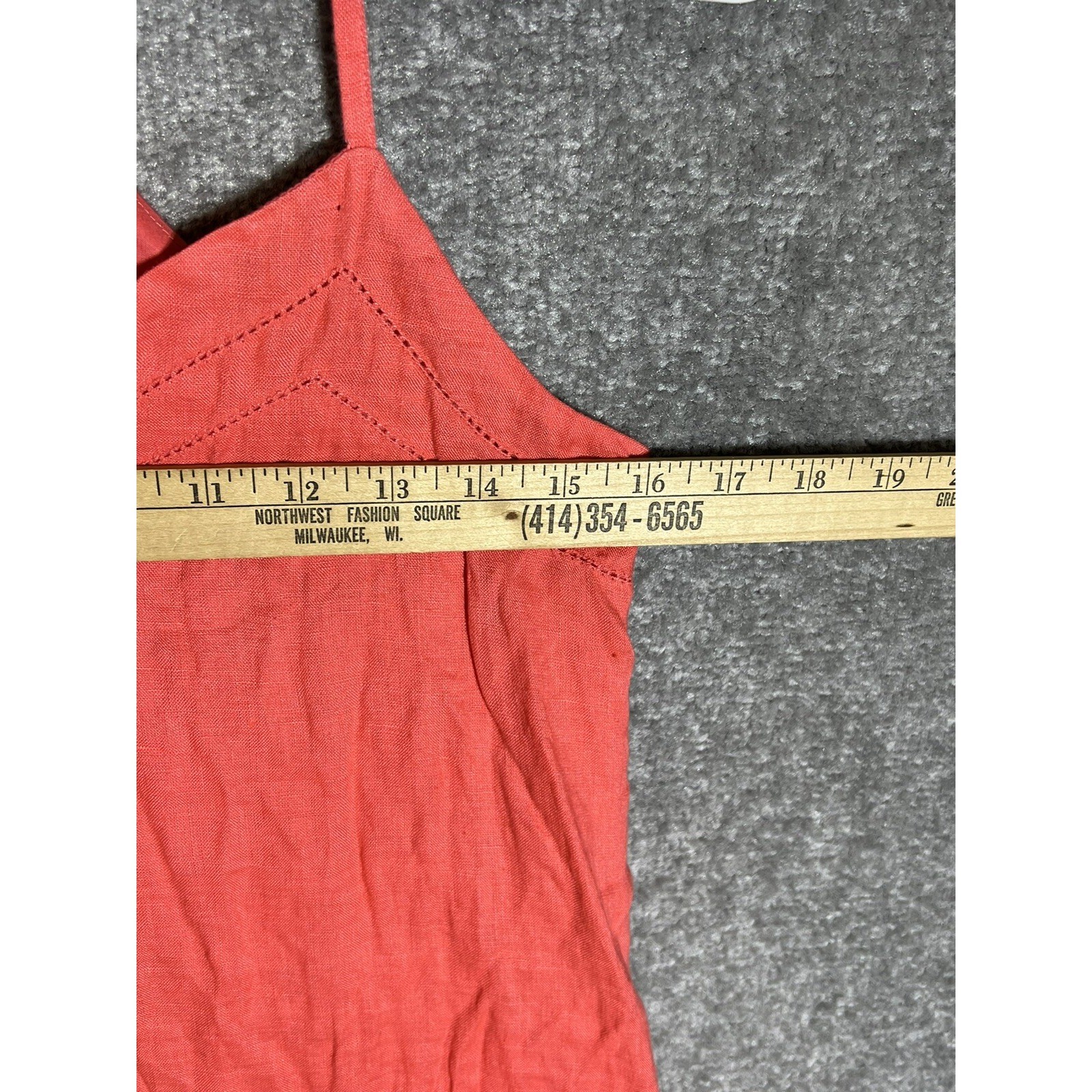 Gap Linen Cami Dress Womens Size 2 Fire Coral Lined Pockets Racerback A-Line