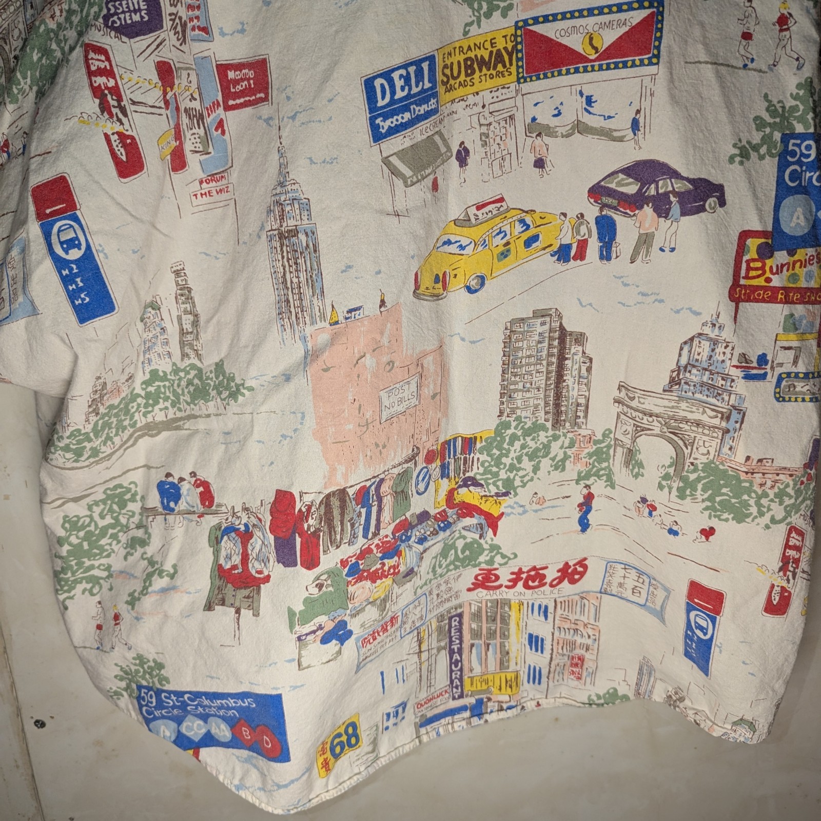 Vtg 1980s Carlyle Shirtmakers Cities World Graphic Button up Shirt Womens Sz 11