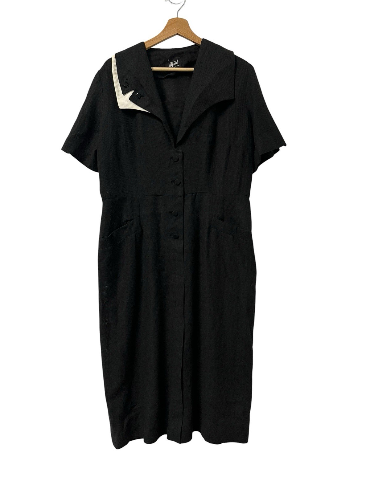 Vintage 1950s A. Mendel Creation Day Dress Women’s L Black White Tea Dress