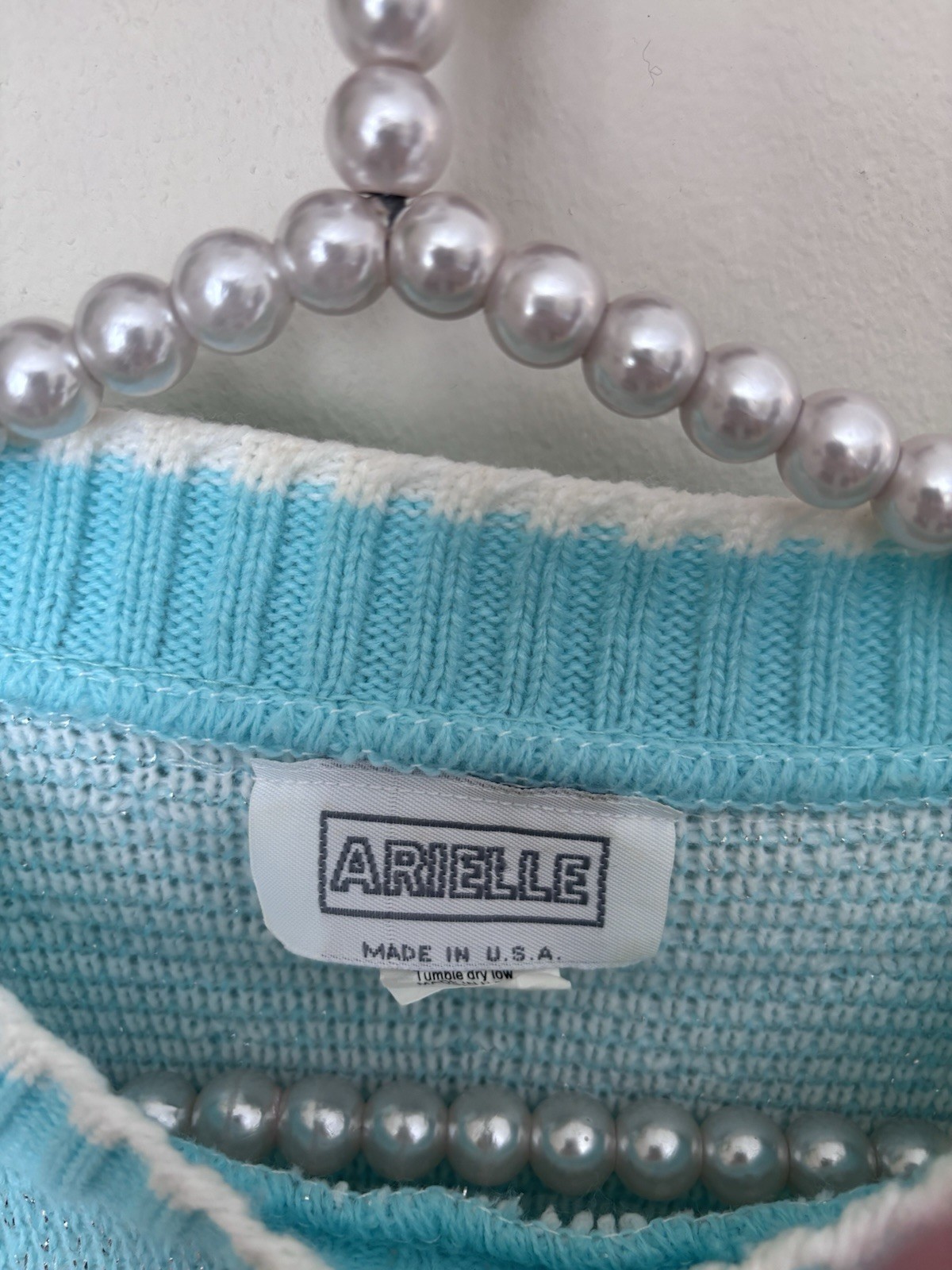 Vintage Arielle Womens Size L Teddy Bear Sweater Pastel Green Pink Grandmacore