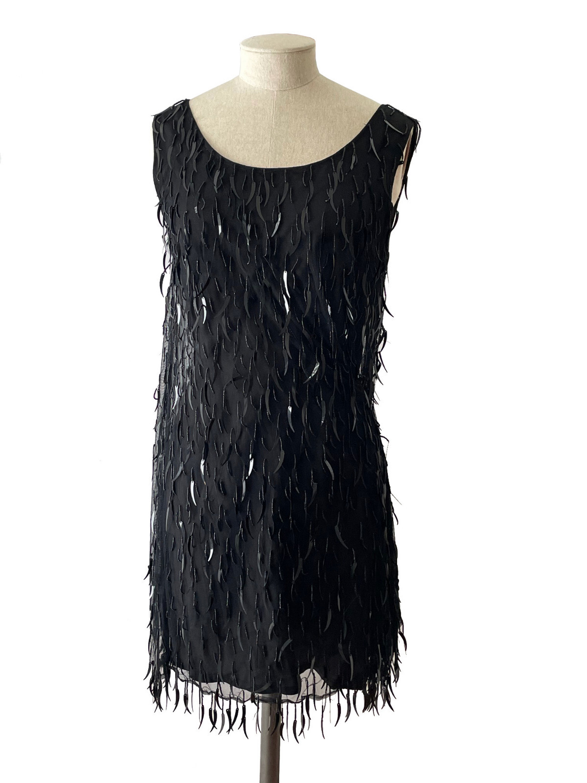Vintage VIVIENNE TAM East Wind Code Tank Dress Black Beaded Sequined Size 2 (S)