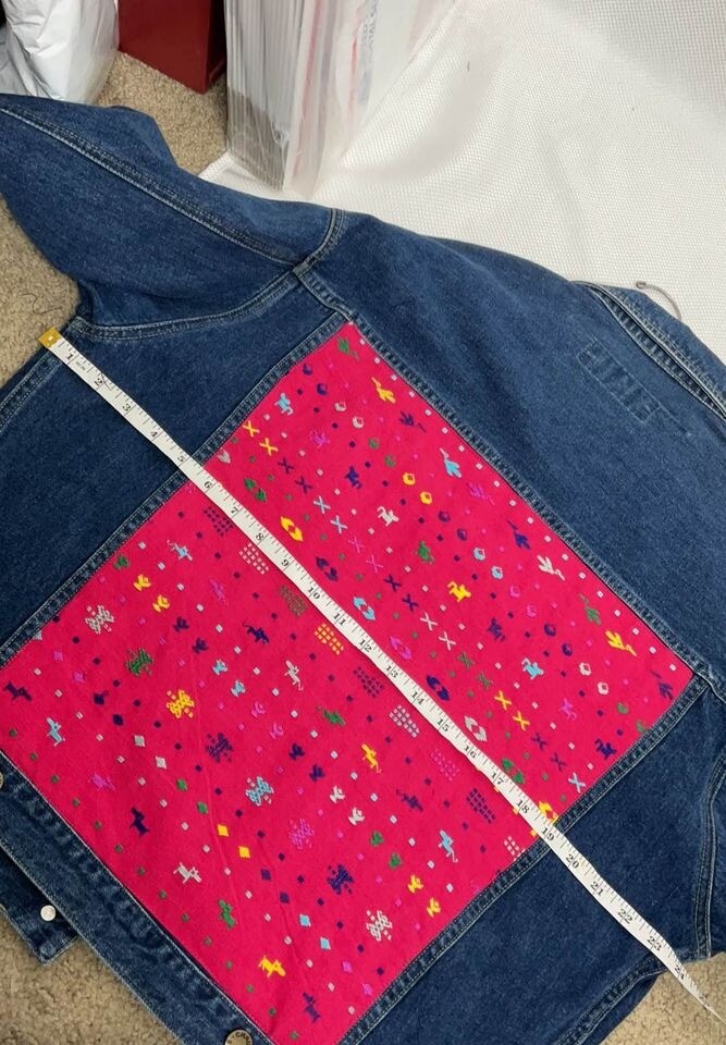 NWT Vintage 80s Claus Sport Denim Jacket M Aztec Southwestern Pink Trucker Rare