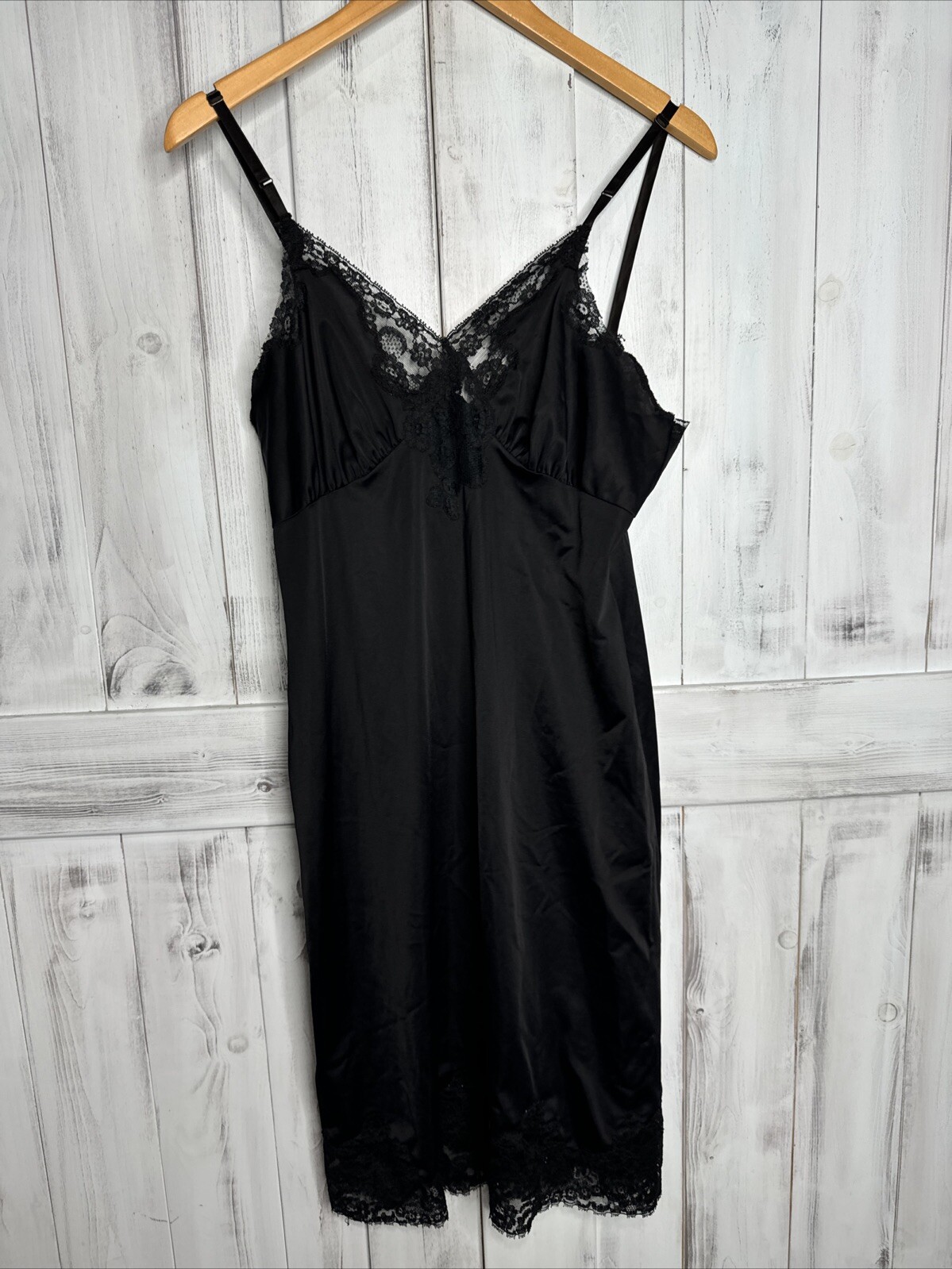 Vintage Van Raalte Full Pin Up Slip USA Nylon Sz 36 Sheer Sexy Lace Goth Fairy