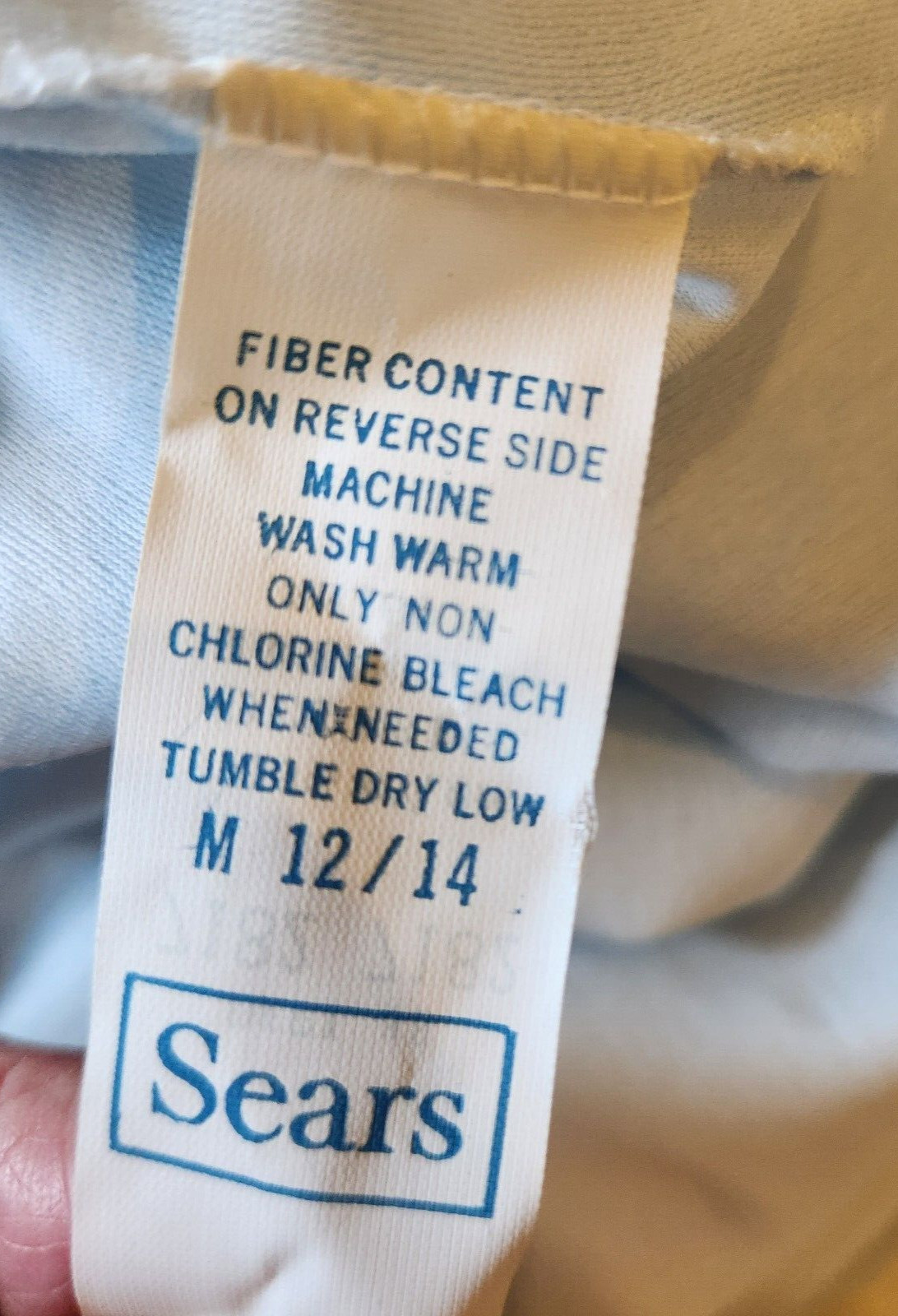 Vtg Famous Bodies Long Nightgown L Soft Blue Nylon Embroidery Sears Roebuck USA