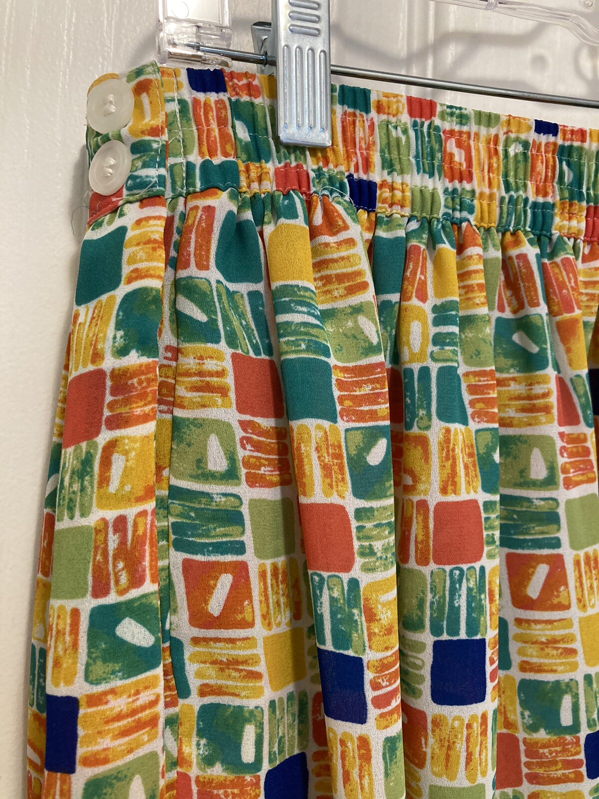 Vintage CHAUS Woman 2 pc Colorful Block Paisley Print Blouse & Skirt Size 16W
