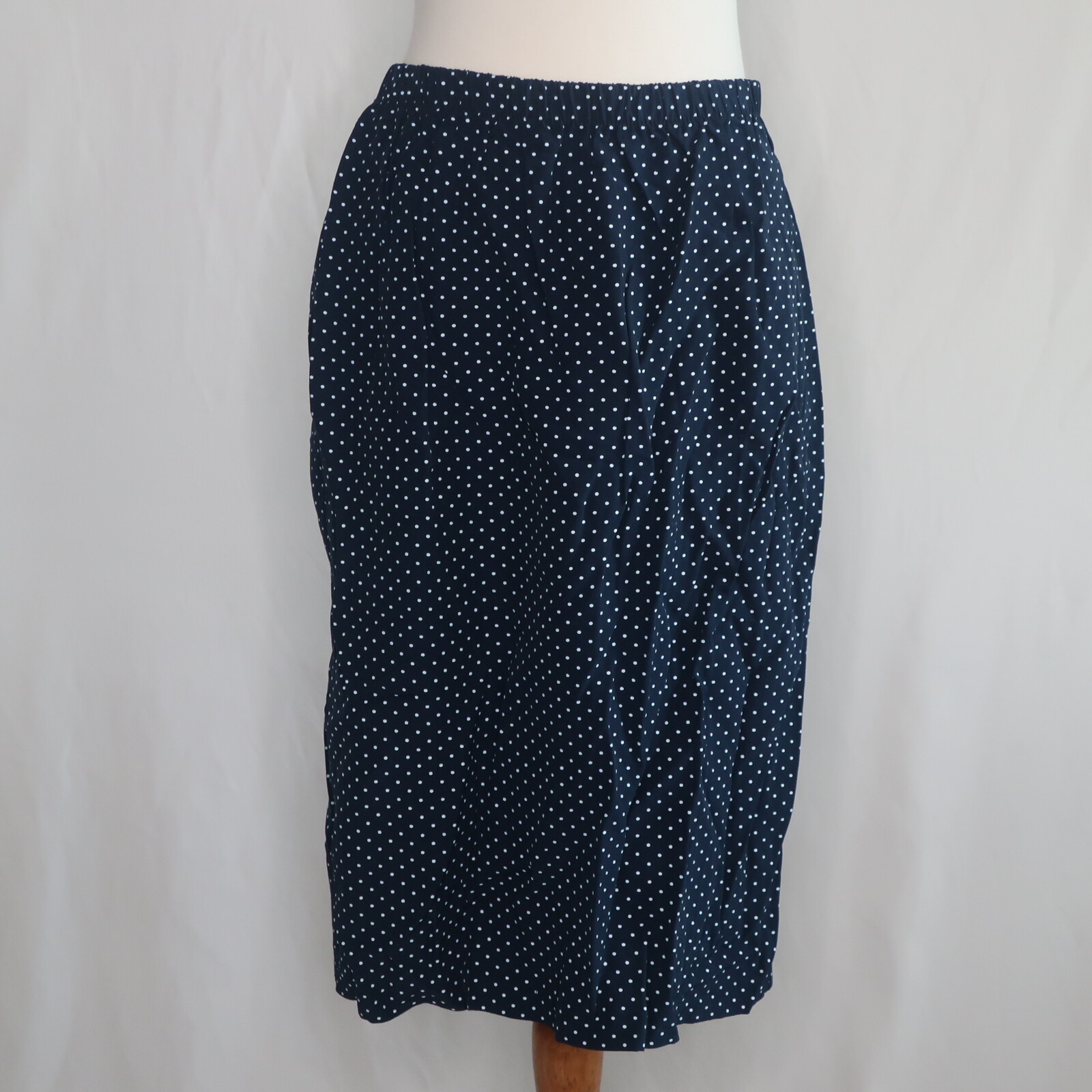 Vtg Whirlaway Frocks Blue White Polka Dots Print Pearl Skirt Suit Sz 12 USA Made