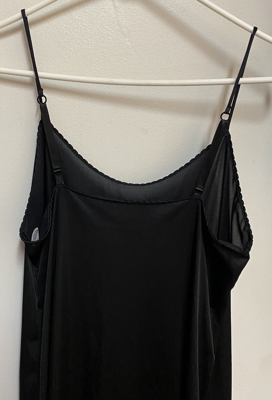 Vintage VANITY FAIR Black Silky Nylon Full Slip Lingerie Size 34 / 18”