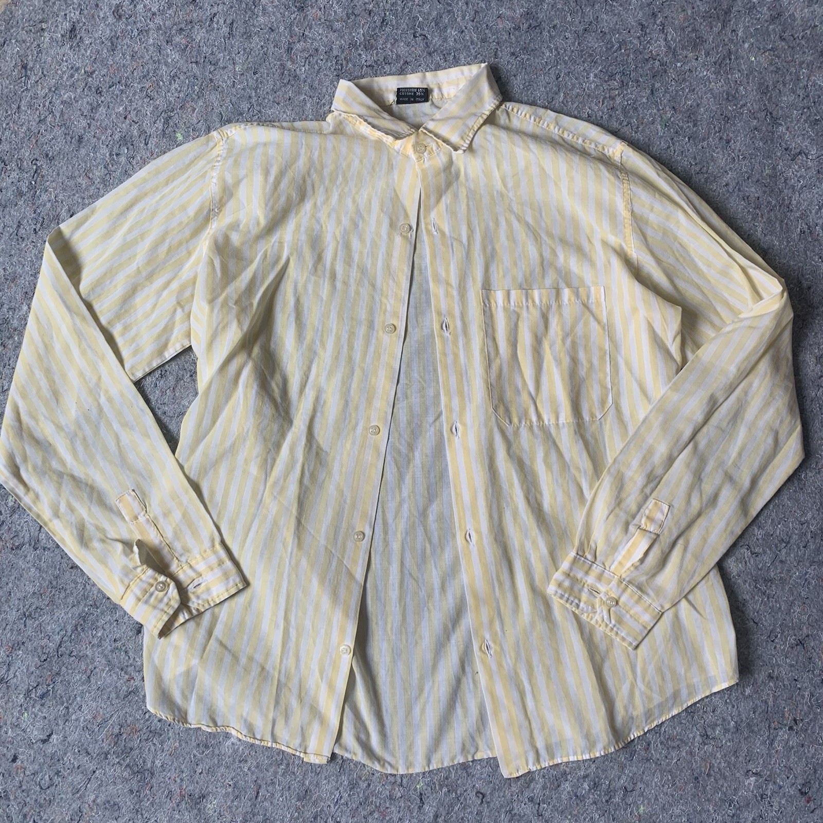 Vintage late 70s early 80s soft lightweight yellow white striped layering top