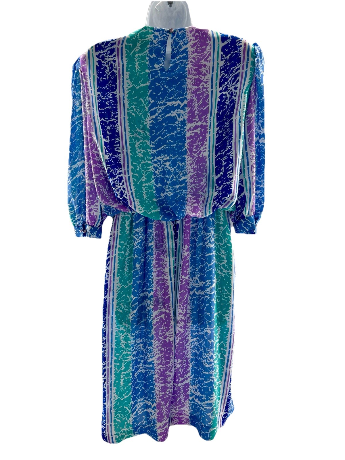 Lady Carol Vintage 80s Dress Stranger Things Shoulder Pads Blue Purple Green