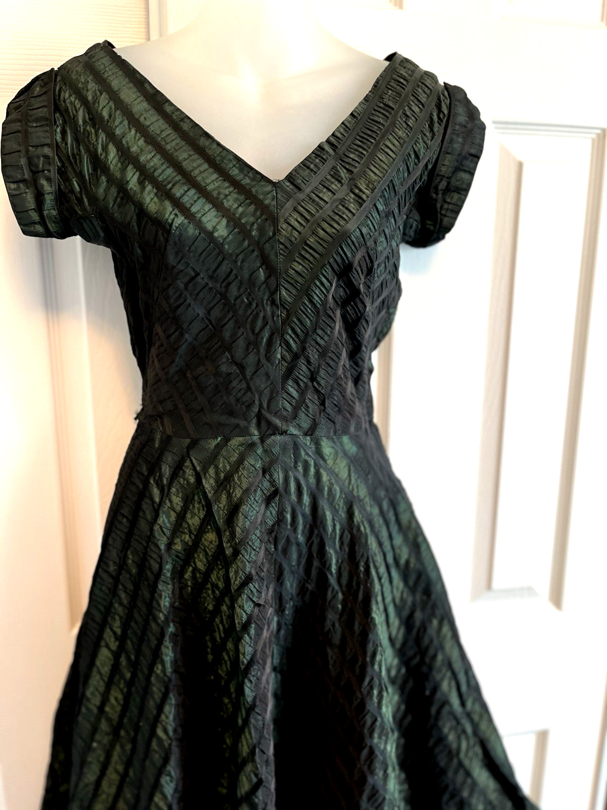 VTG 1940’s Old Hollywood Dress Iridescent Taffeta Evening Party Small Handmade