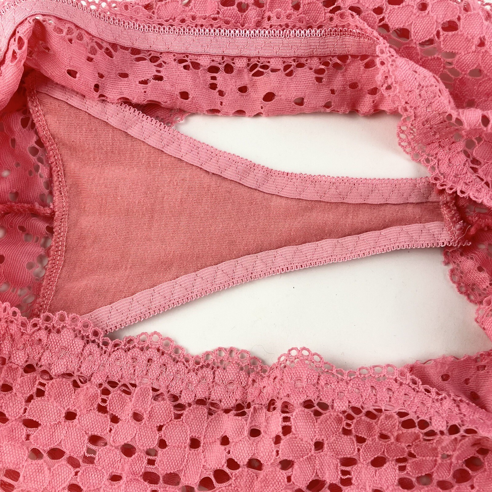 Angelina Panties Pink Daffodil Sheer Stretch Lace Bow Size XL Vintage