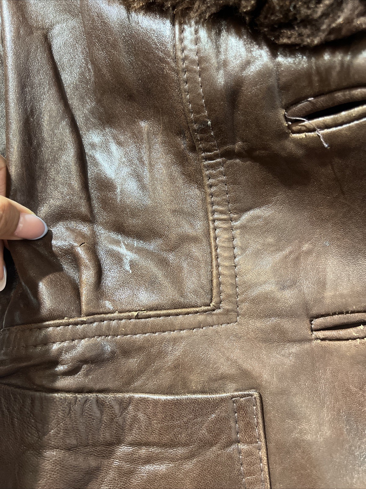 VTG 70’s SHEEP MATES Leather Jacket Brown Coat Sz 12