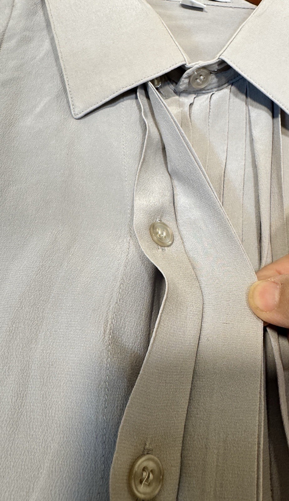 Georgio Gentelli L Silk Vintage Blouse Double Cuff links Pleated Button Front