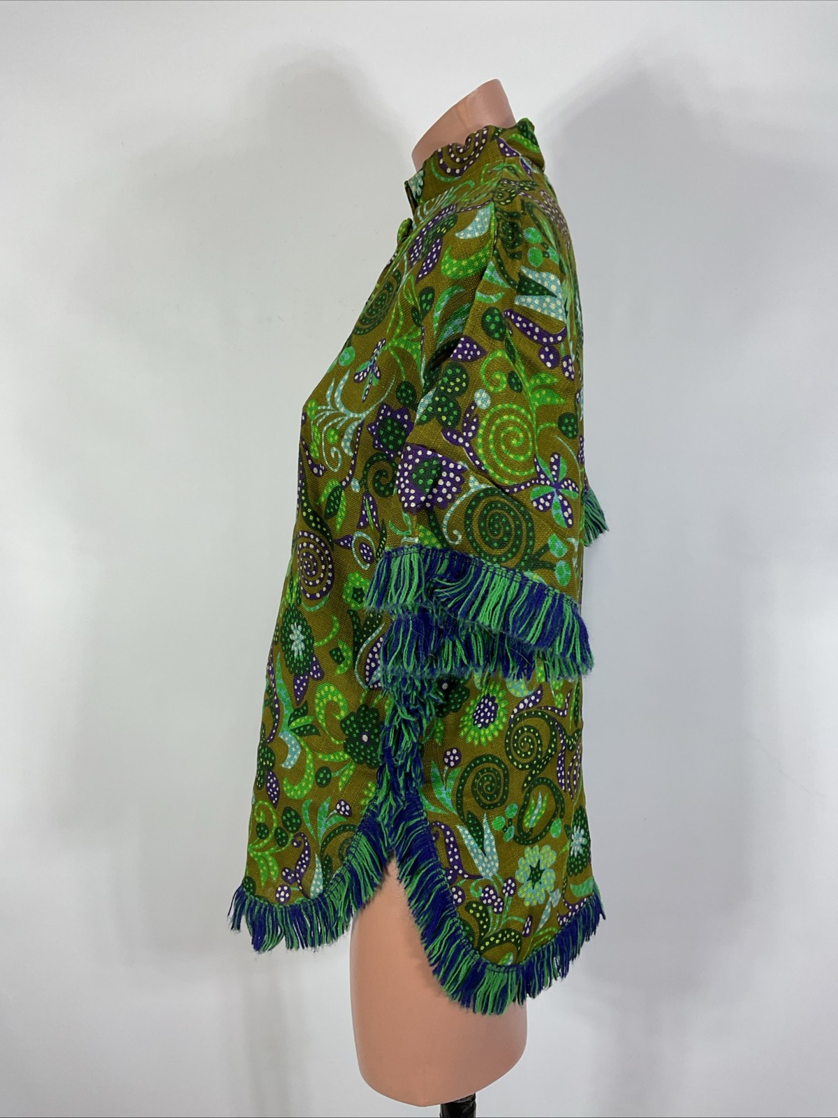 Vintage 60s 1960s Psychedelic Floral Outfit Topper Small Mod Hippie GoGo Poncho