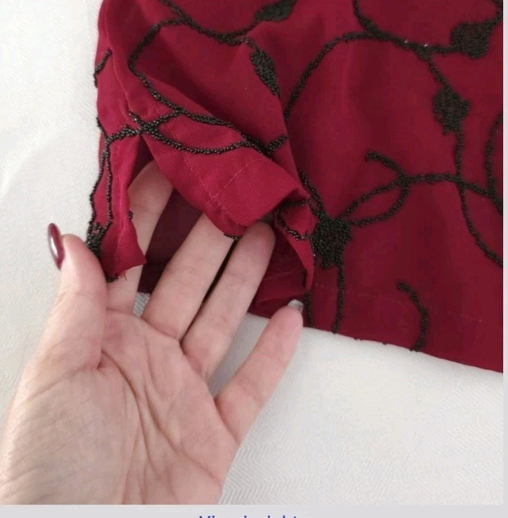 Vtg Y2K Babydoll Tank 8 Whimsigoth Red Black Beaded Gothic Vamp Sheer