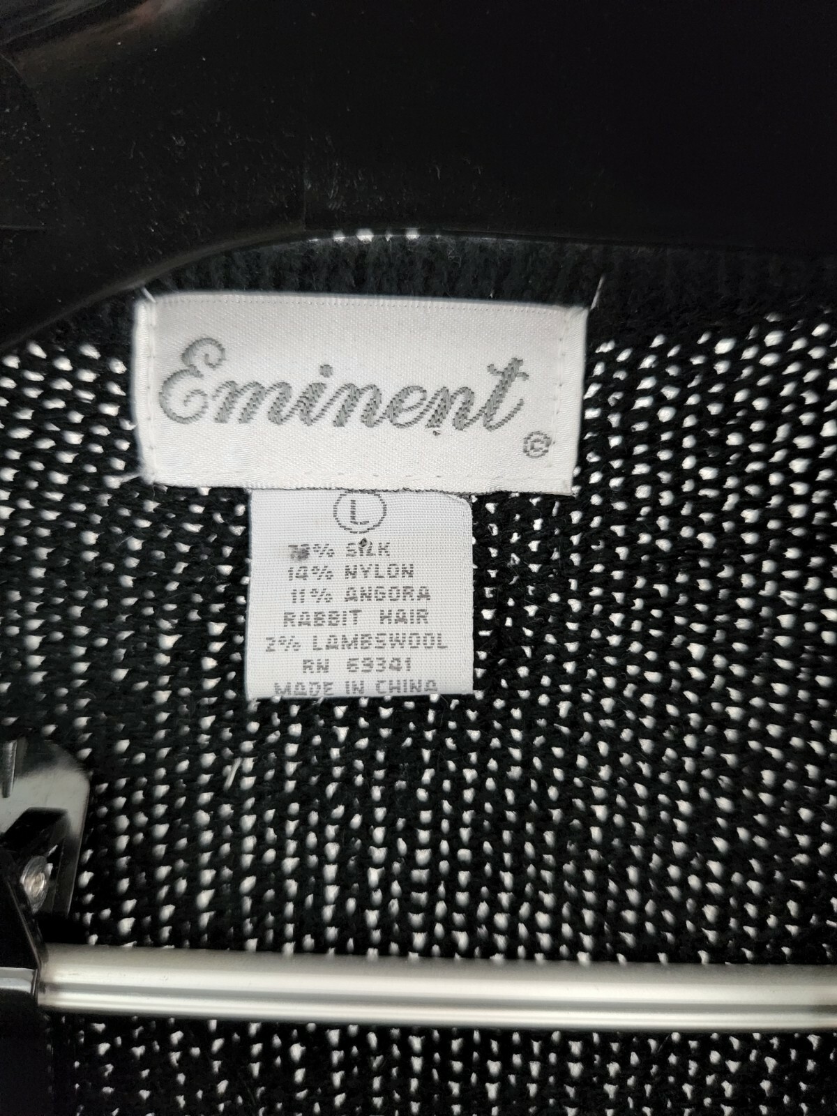 VTG Eminent Black Knit Sweater with Dangling Beads SZ L
