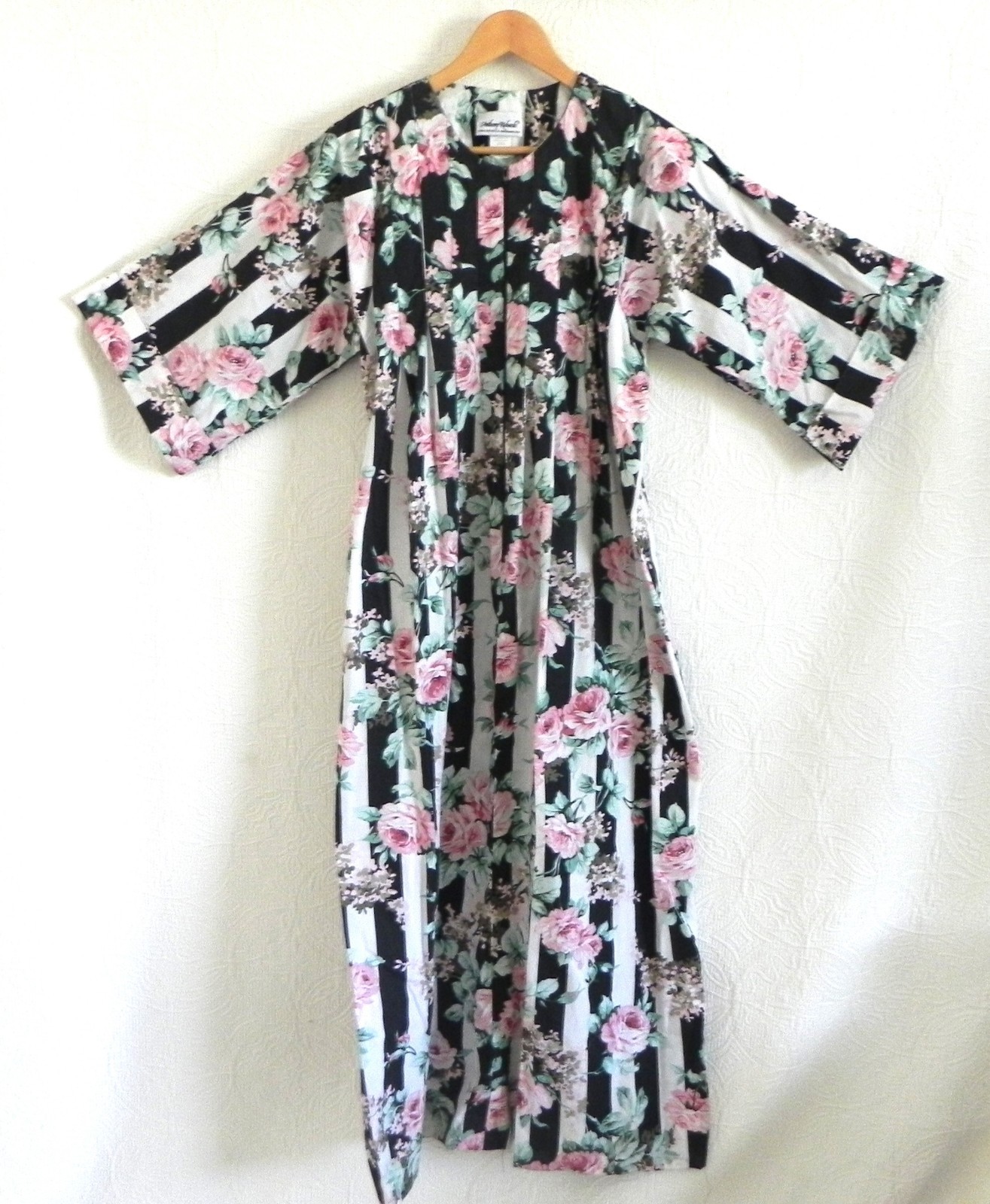 Anthony Richards House Coat/Dress/Coverup 1/2 Zip 3/4 Sleeve Relaxed Size T/S