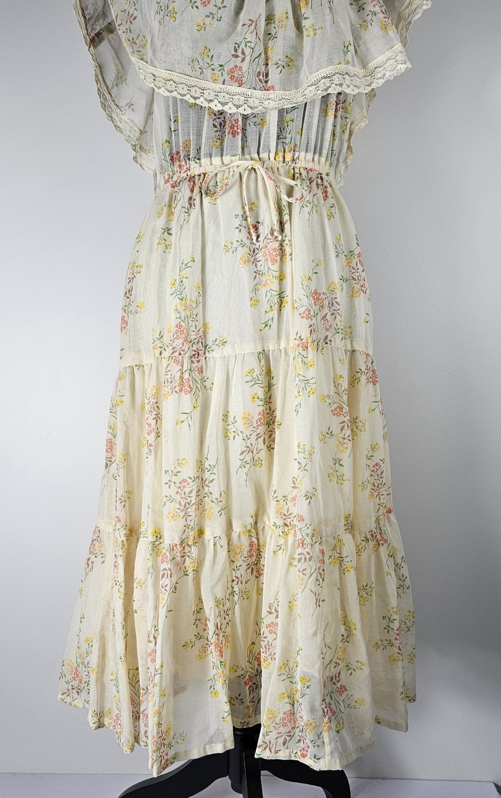 Vintage 1970s NANCY G Gunne Sax Cottagecore Prairie Maxi Dress Floral Romance