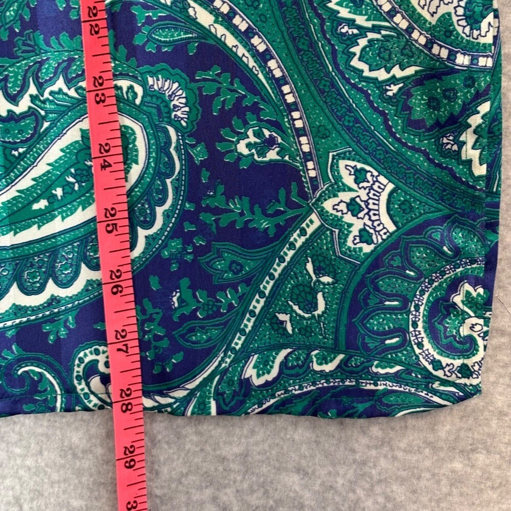 Vintage 80s Da-Rue Blue Teal Paisley Striped Women’s Button Down Blouse Sz 18 XL