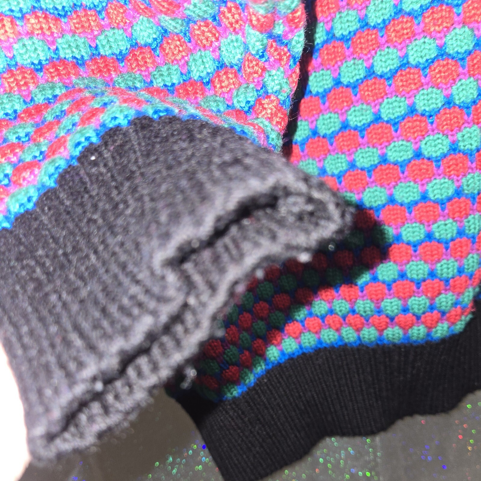 Vintage Women’s OP Geometric Pink, Green, Blue Print Sweater 3/4 Sleeve
