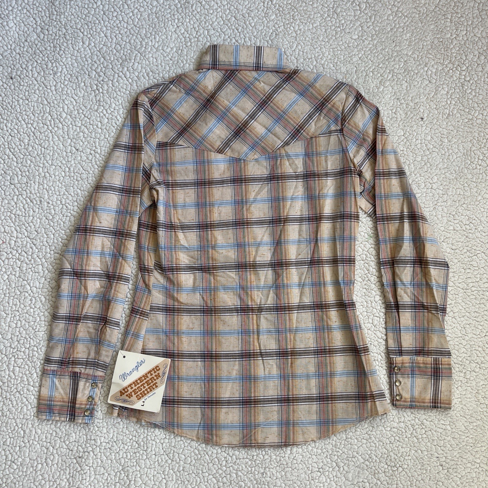 Wrangler Western Shirt Plaid Pearl Snap Long Sleeve Polyester Cotton Size 30