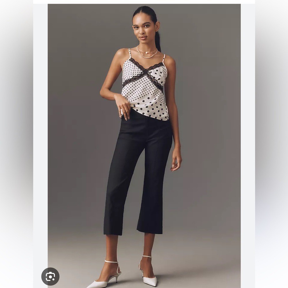 Anthropologie Maeve 70s Slim Crop Pants Magic Fabric Solid Black Size 28T NWT
