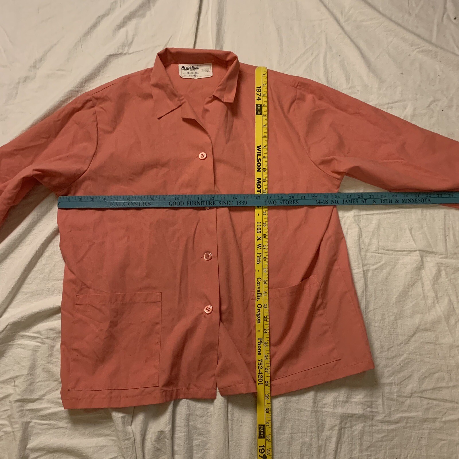 Womens Vintage Angelica Chef Shirt Made in USA Size XL Pink