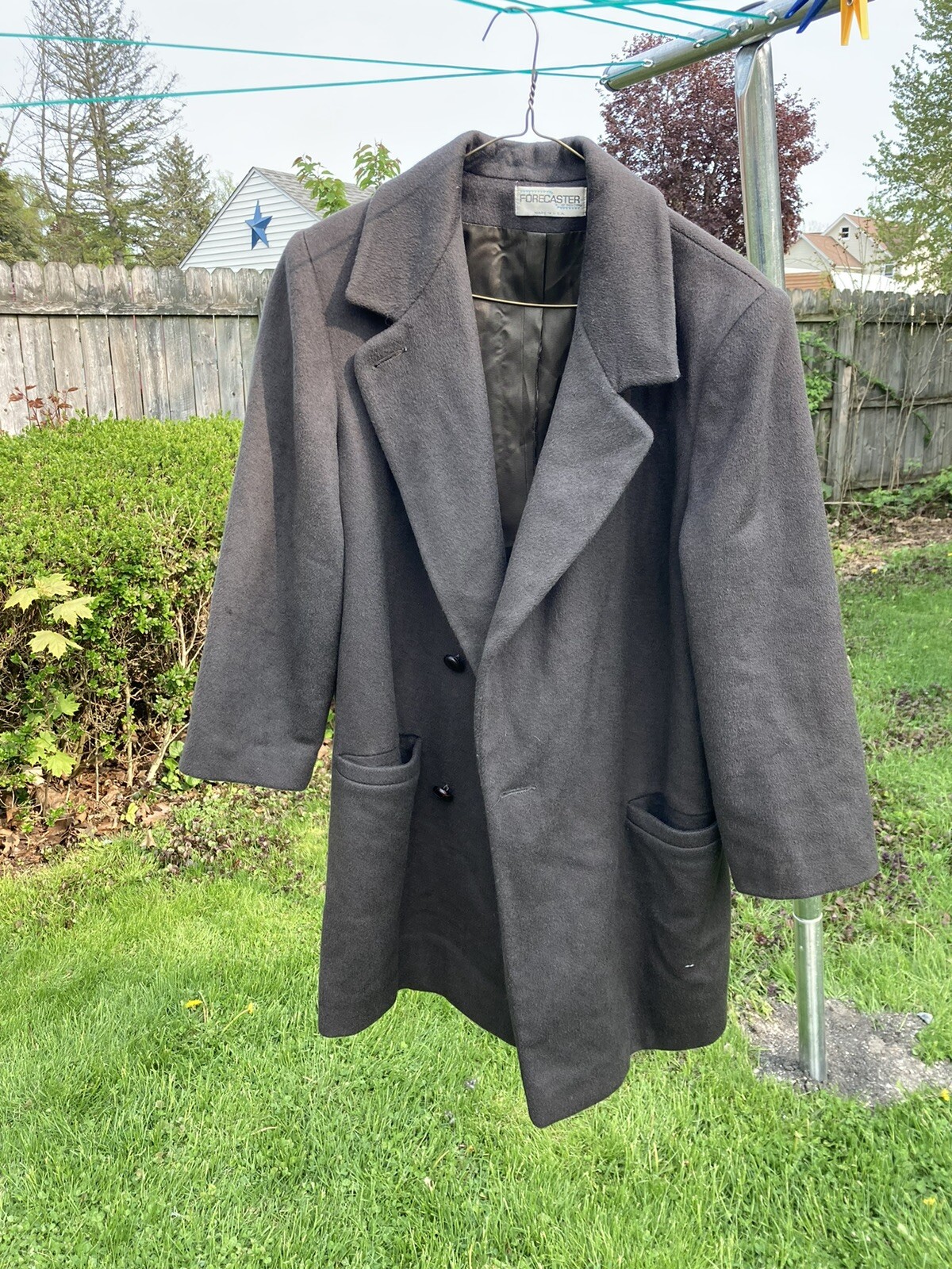 VTG Forecaster Boston Wool Dark Gray Winter Knee Dress Duffle Pea Coat Womens 12
