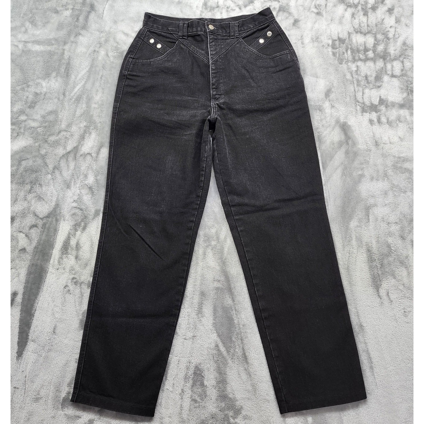 Vintage 80s Roper Jeans Womens 17/18 Black High Rise Bareback Tapered Western