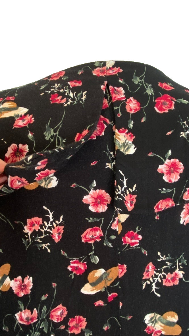 Vintage 1990s black pink romper XXL novelty print hats floral rayon plus size