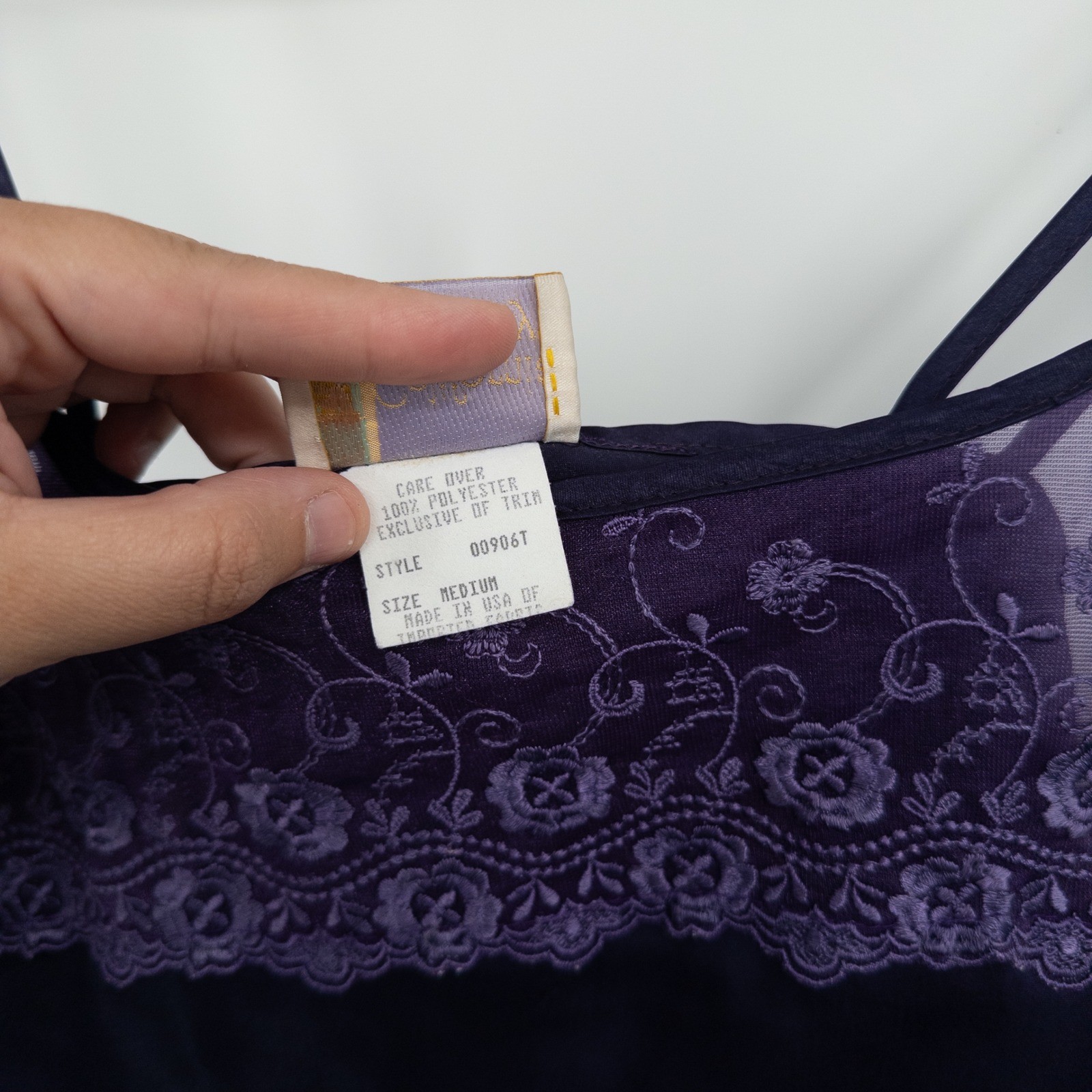 Vintage Whimsigoth Slip Dress Womens Medium Purple Lace 90s Witchy Satin Fairy