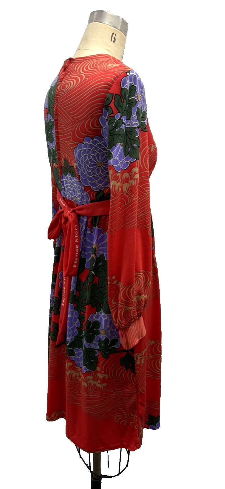 Vintage 60/70’s Hanae Mori Ban- Lon Dress Vivid–Red w/ Asian print – 8