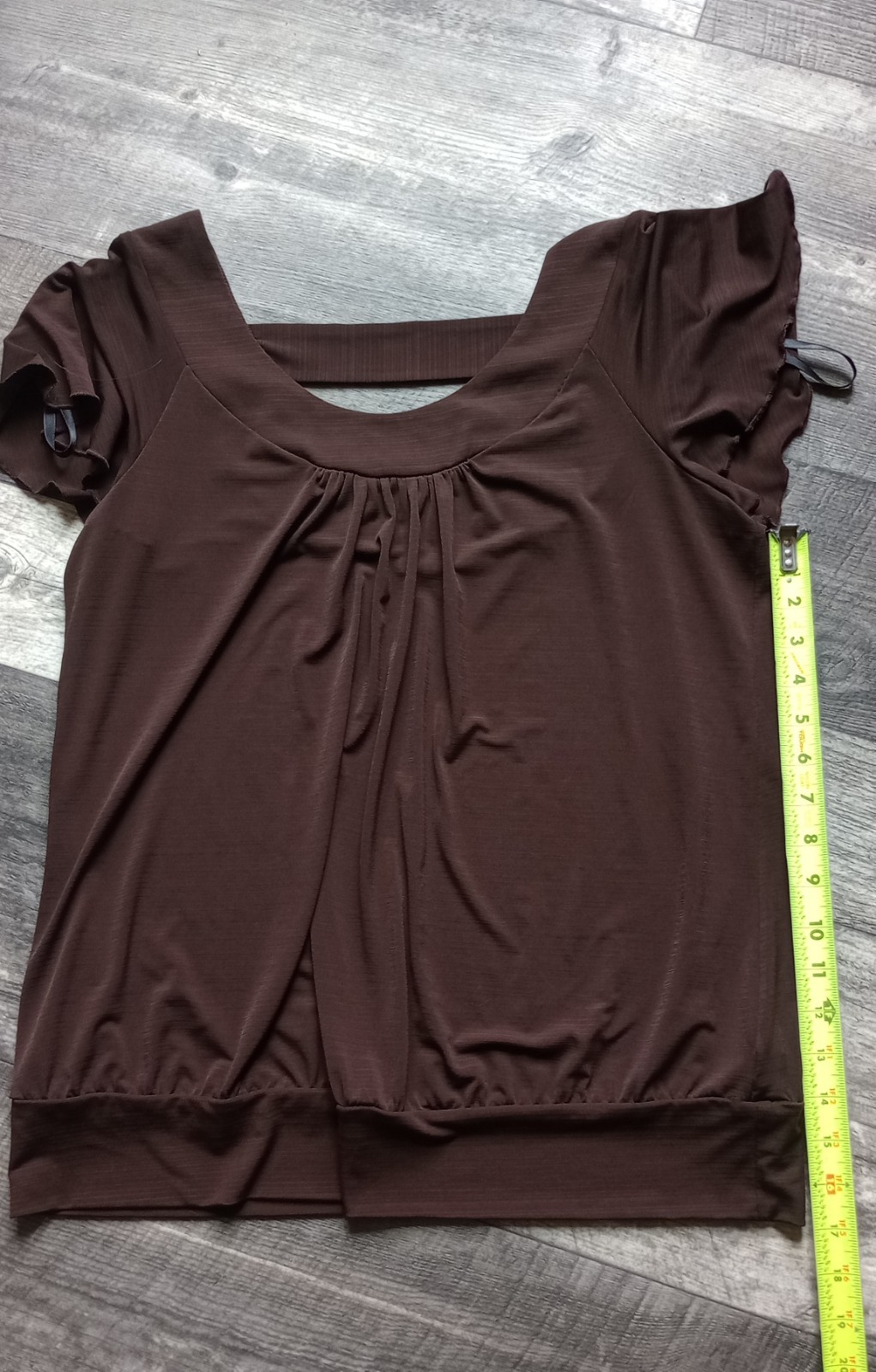 I.N. Studio Women’s M Brown Short Flutter Sleeve Y2K Blouse, Vtg
